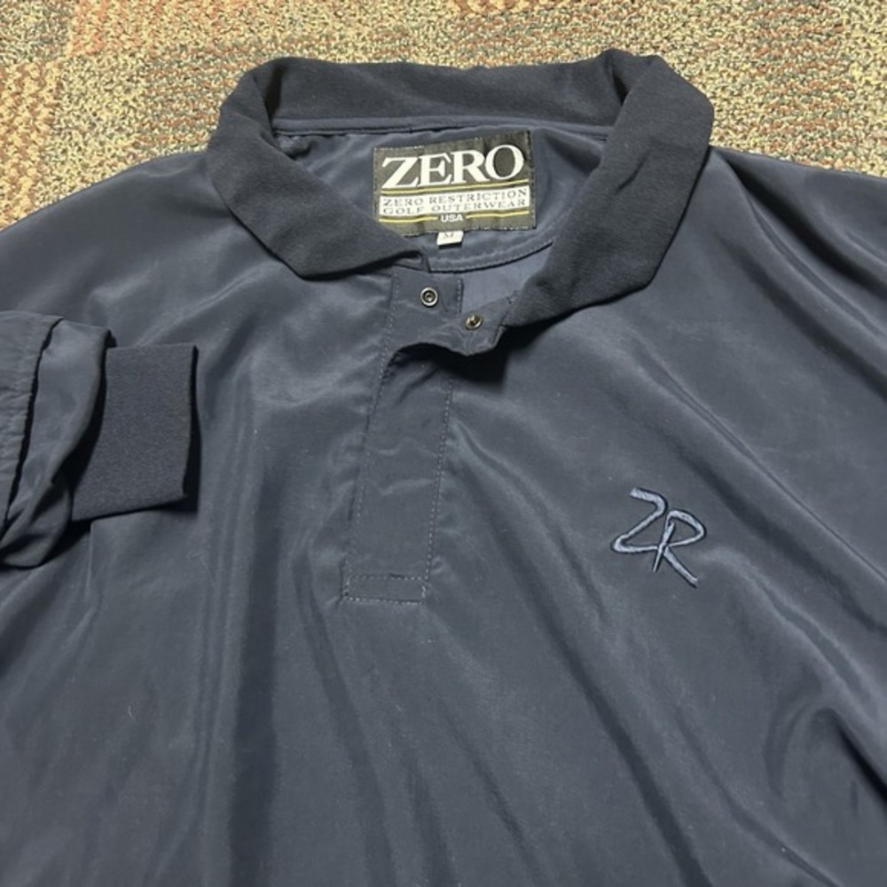 Zero Restriction Jacket Mens M Navy Blue Golf Windbreaker Pullover Henley Logo
